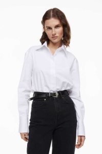 Blusas H&M Algodon Shirt Mujer Blancos | 216840OXP